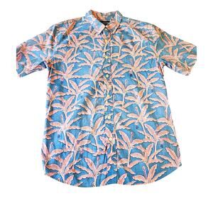 American Rag Reverse Print Tropical Banana Palm Floral Hawaiian Shirt Sz Small